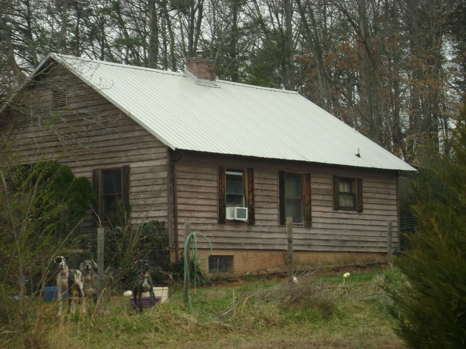 White metal roof on an old wood sided farmhouse, from a Metal Roof Installation job in Paynesville